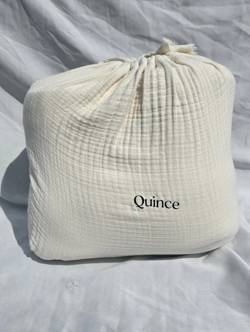 Quince FULL / QUEEN Organic Cotton Gauze Airy Duvet Cover Set & 2 Shams Undyed
